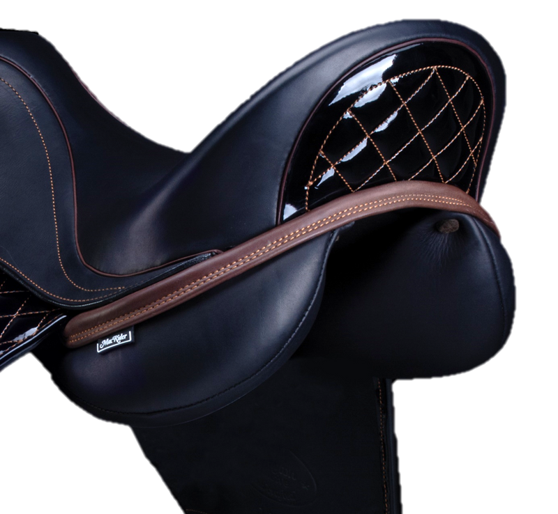Exclusive Line stitching brown on Patent Black leather