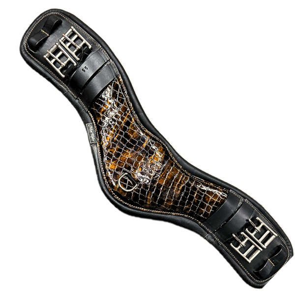 Curved Girth: 2-toned Croc on extra soft leather with elastic