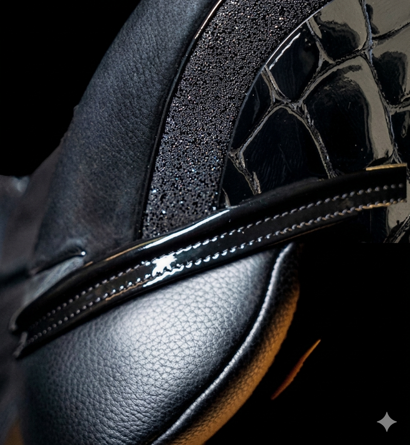 Shiny Piping with glitter and Black Croc